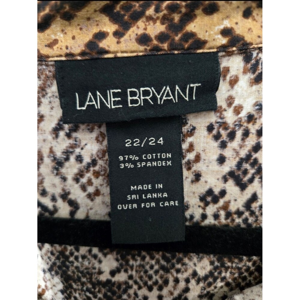 Lane Bryant Brown Tan Snakeskin Button‑Front Shirt – Size 22/24 – EUC - Picture 5 of 8